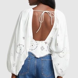NWT Ganni broderie anglaise statement blouse white sz 36